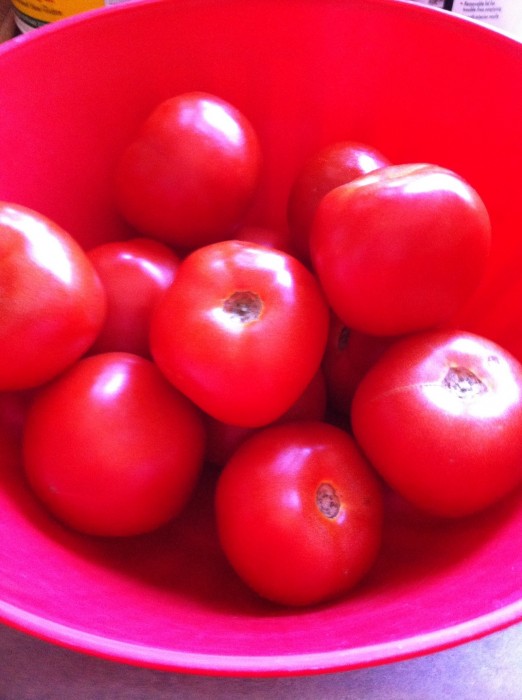 How to Dehydrate Tomatoes 5 fresh tomatoes in a bowl