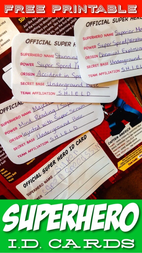 Superhero ID Cards - Free Superhero Printable 2 Free superhero printable! Superhero I.D. cards for your superhero fans.